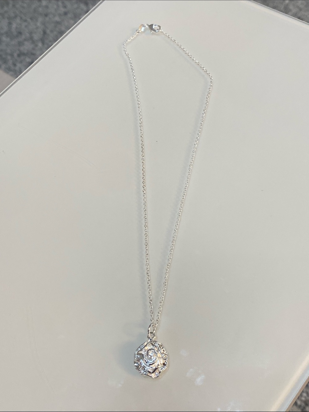 Sterling Silver Crystal Flower Pendant Necklace - Silver
